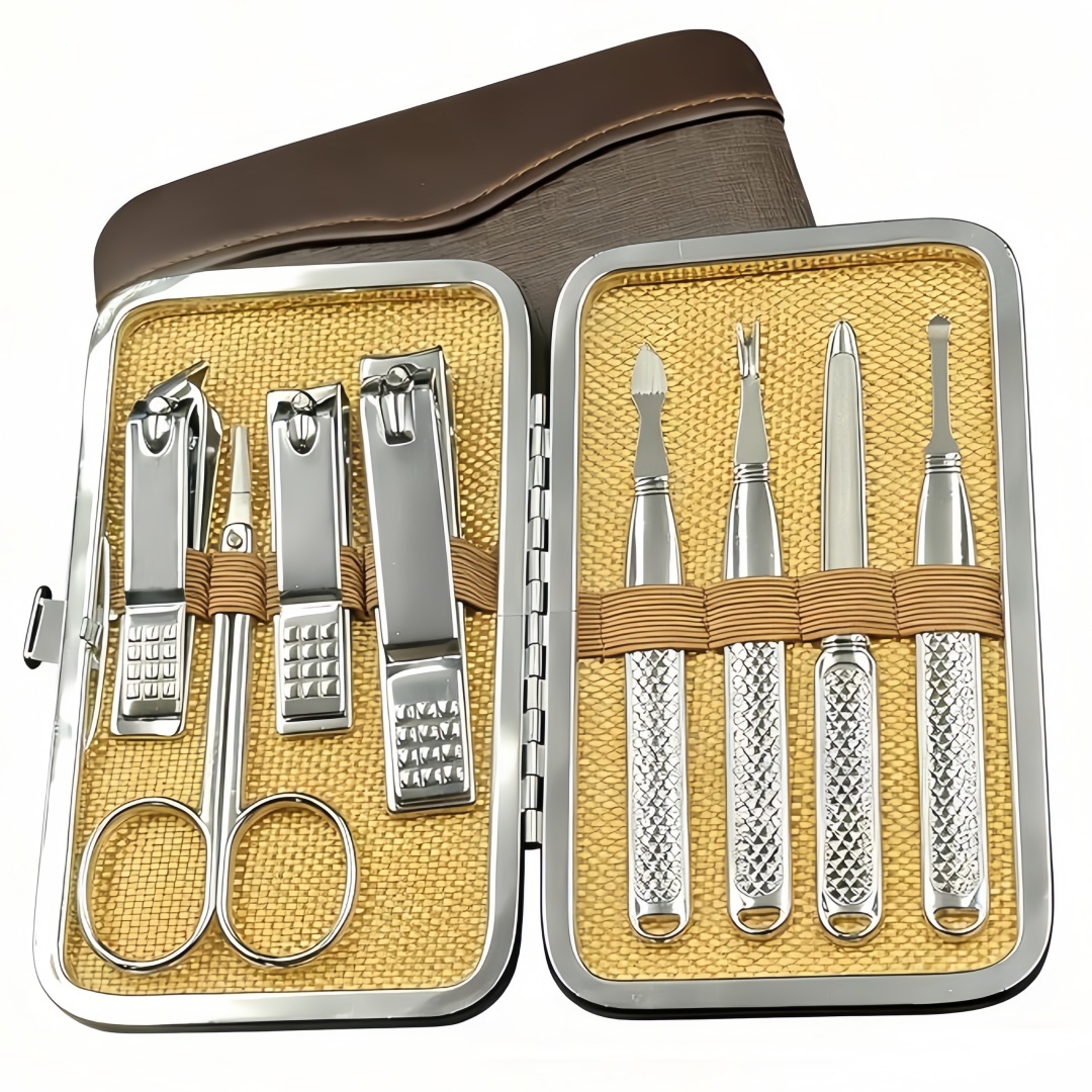 Mens Grooming Kit Bag - ชุดทำเล็บสำหรับผู้ชายและผู้หญิง ชุดกรรไกรตัดเล็บมืออาชีพพร้อมกระเป๋าเดินทาง อุปกรณ์ดูแลเล็บเท้าสแตนเลส อุปกรณ์เสริมสำหรับดูแลเล็บพร้อมกระเป๋าหนัง ของขวัญวันแม่
