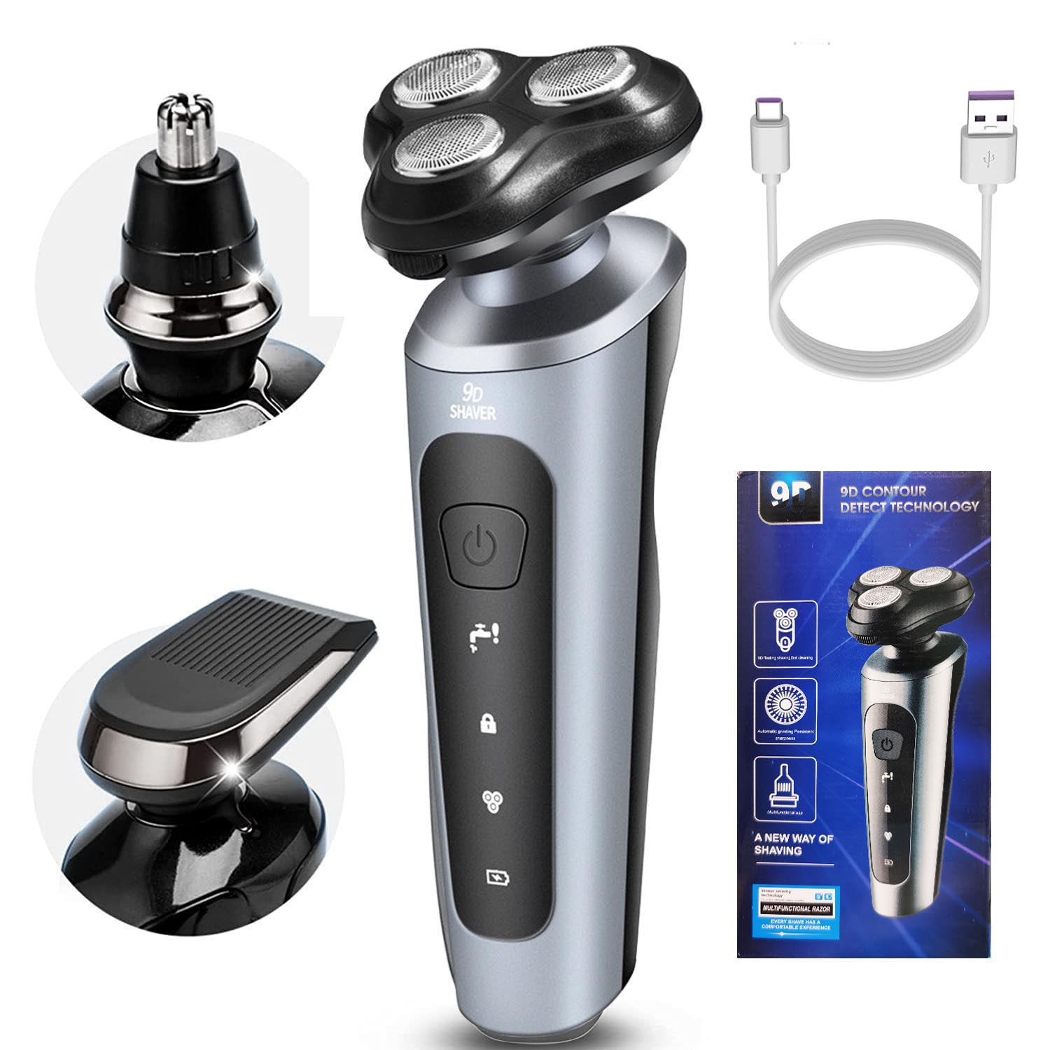 Mens Grooming Kit Bag - เครื่องโกนหนวดไฟฟ้า New Man แบบชาร์จ USB 3-in-1