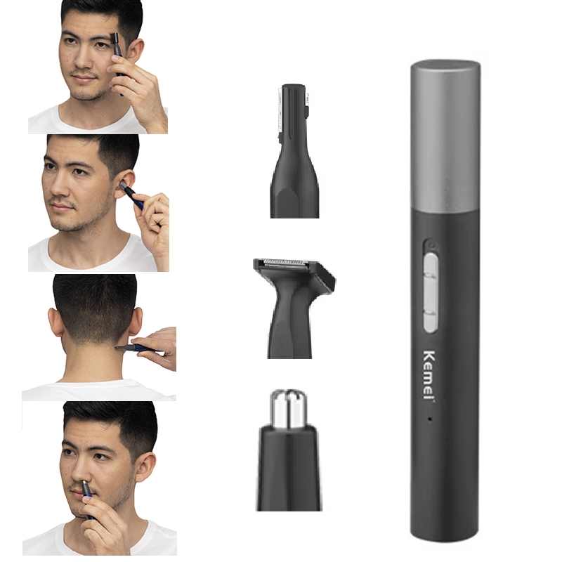 Men'S Grooming Products - เครื่องเล็มขนจมูกแบบชาร์จไฟได้ Kemei Pro ชุดอุปกรณ์ตกแต่งหนวดเครา เครื่องเล็มขนไฟฟ้าสำหรับใบหน้า ลำคอ