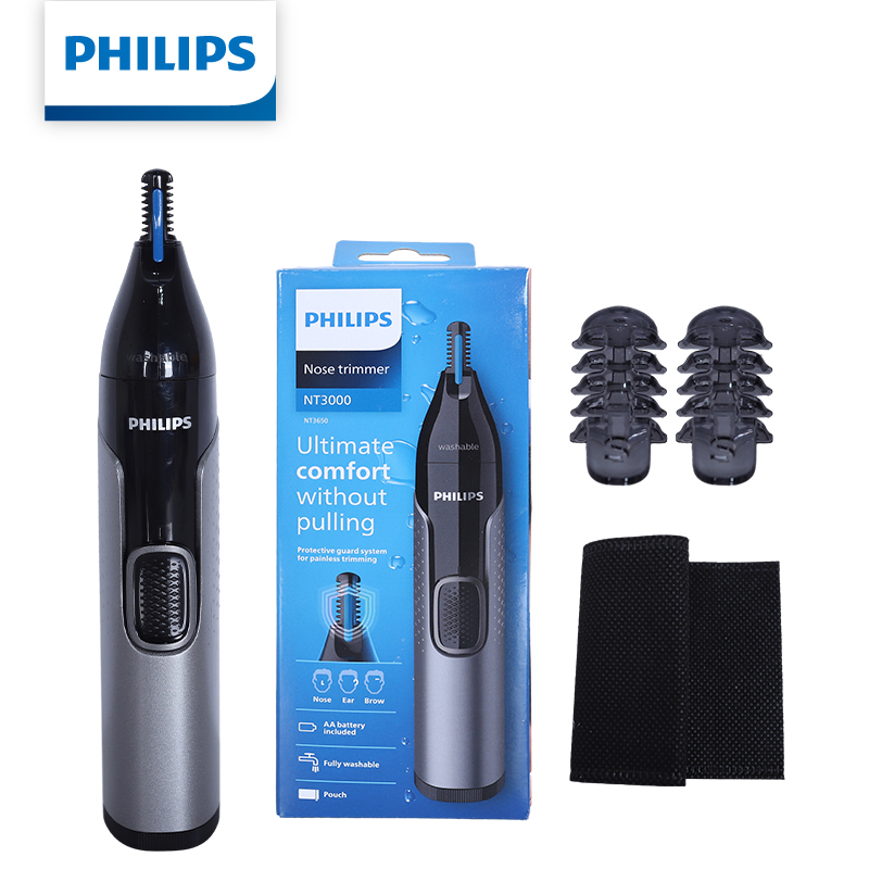 Mens Grooming Kit Bag - ฟิลิปส์เครื่องเล็มขนจมูก NT3650/16 สำหรับผู้ชายผู้หญิงเครื่องเล็มขนจมูก ไร้ความเจ็บปวด ที่เล็มขนคิ้ว กันน้ำ