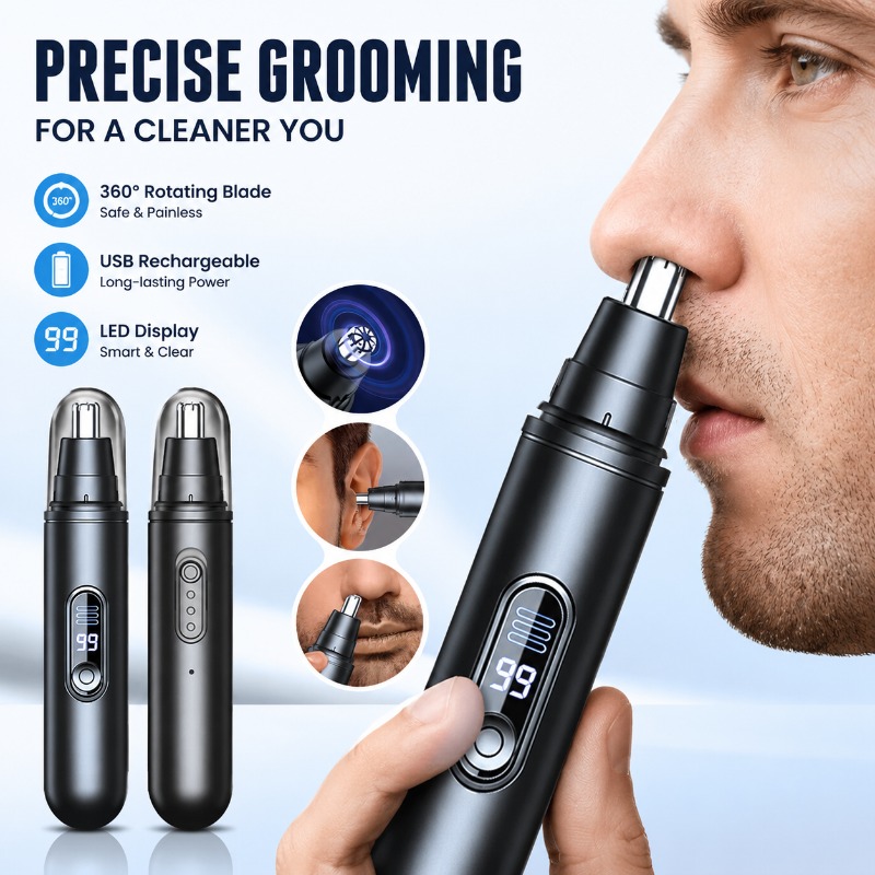 Men'S Grooming Hair Removal - เครื่องตัดขนจมูกไฟฟ้าสำหรับผู้ชาย เครื่องตัดขนจมูกแบบชาร์จไฟได้ เครื่องกำจัดขนแบบพกพา อุปกรณ์กรูมมิ่งที่แม่นยำสำหรับใช้ในครัวเรือน