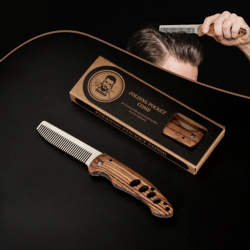 หวีเคราพับได้ทำจากไม้เนื้อแข็ง - Mens Grooming Kit Bag บทวิจารณ์และราคา
