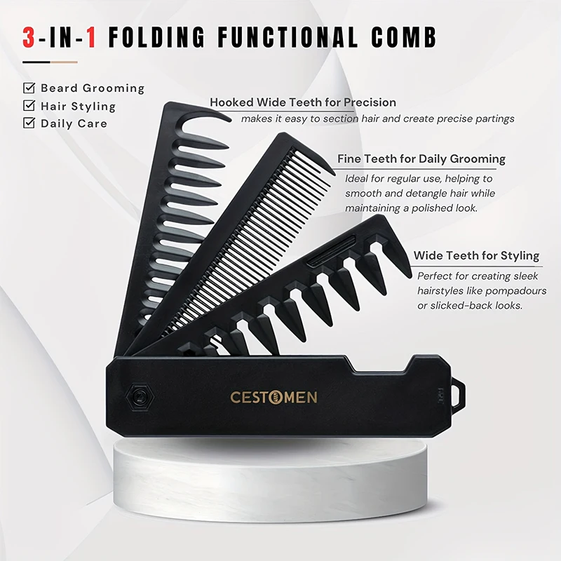 หวีจัดแต่งทรงผม 3-in-1 แบบพับไ - Mens Grooming Kit Bag บทวิจารณ์และราคา