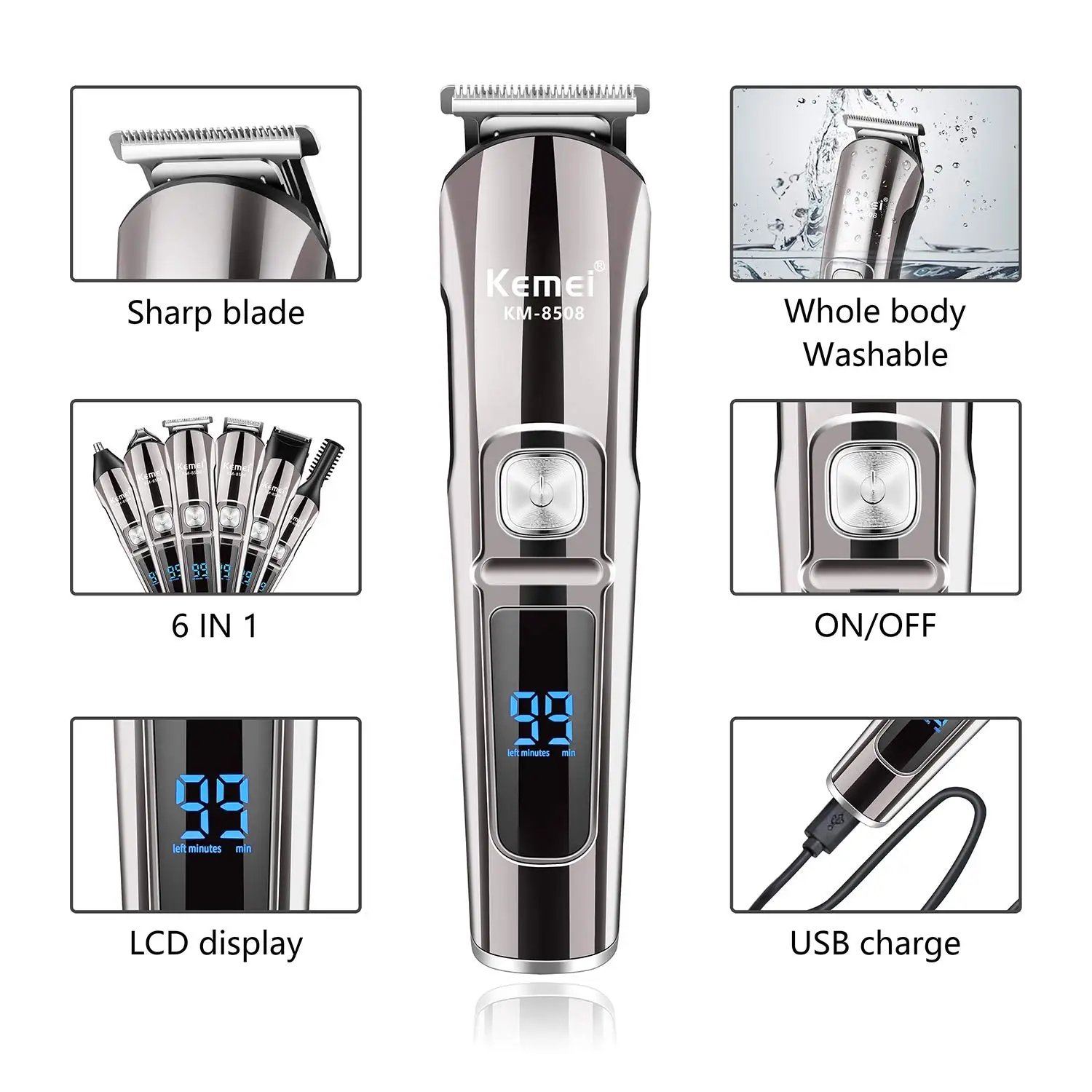 เครื่องโกนหนวด Kemei รุ่น KM-8 - Men'S Grooming Products บทวิจารณ์และราคา